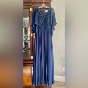 Marsoni Navy new with tags chiffon long formal dress size 8 with sequined top